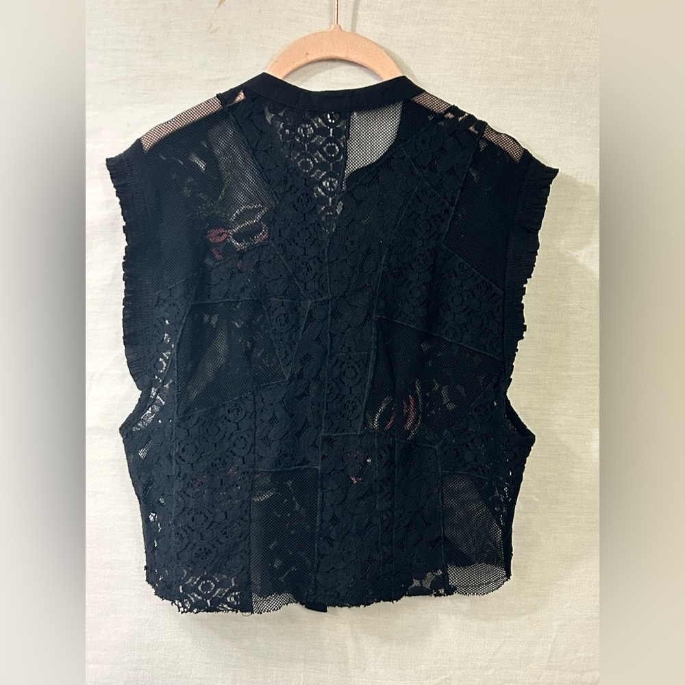 Free People Rose Garden Embroidered Lace Top in Black - Picture 3 of 6